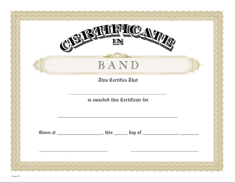 band certificate templates